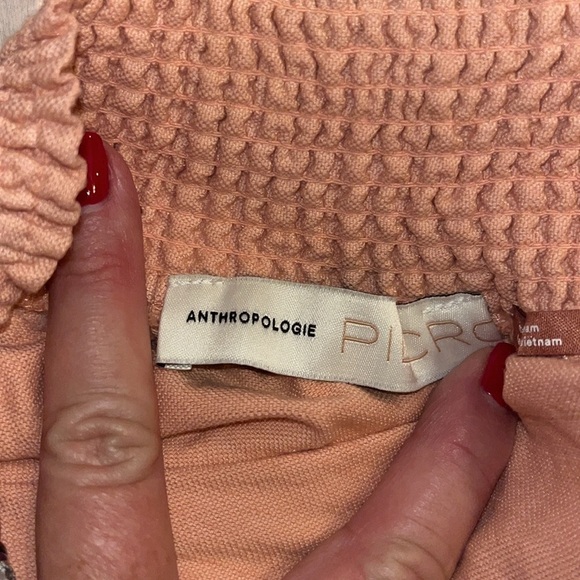 Anthropologie peach viscose combo wrap tiered flare skirt size medium w/pockets - Picture 5 of 8